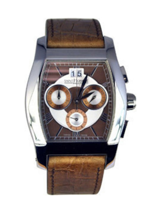 Saint Honore Watch Battery with Brown Leather Strap 8980521MRAR