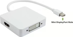 DeTech Mini Displayport to DVI mini DisplayPort male σε DVI-I / DisplayPort / HDMI female