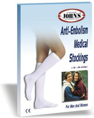 Johns Long Socks Thigh High Graduated Compression 18-24 mmHg White