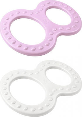 Nuk Teething Ring BPA Free made of Plastic for 3 m+ Pink - White 2pcs