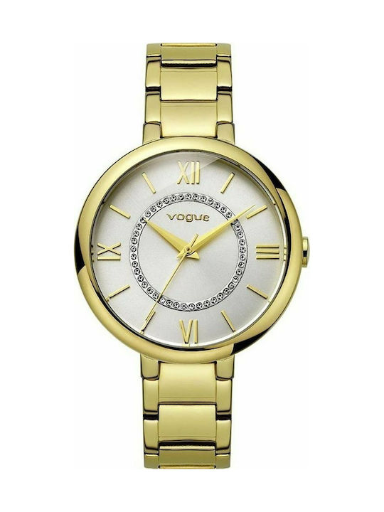 Vogue Twist Crystals Watch with Gold Metal Bracelet