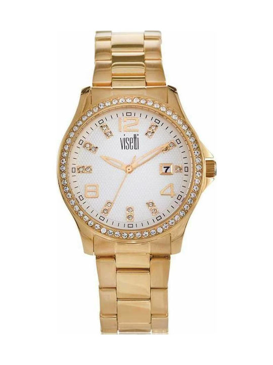 Visetti Crystalline Series Watch with Gold Metal Bracelet