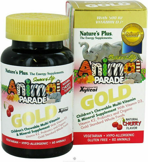 Nature's Plus Animal Parade GOLD Chewable Multivitamins Cherry F Πολυβιταμίνη για Ενίσχυση του Ανοσοποιητικού Κεράσι 60 μασώμενες ταμπλέτες