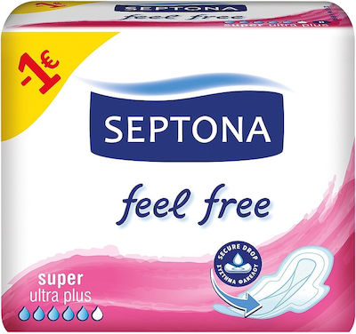 Septona Feel Free Hygienepads mit Flügeln für Starke Strömung 5 Tropfen 8Stück Super Ultra Plus