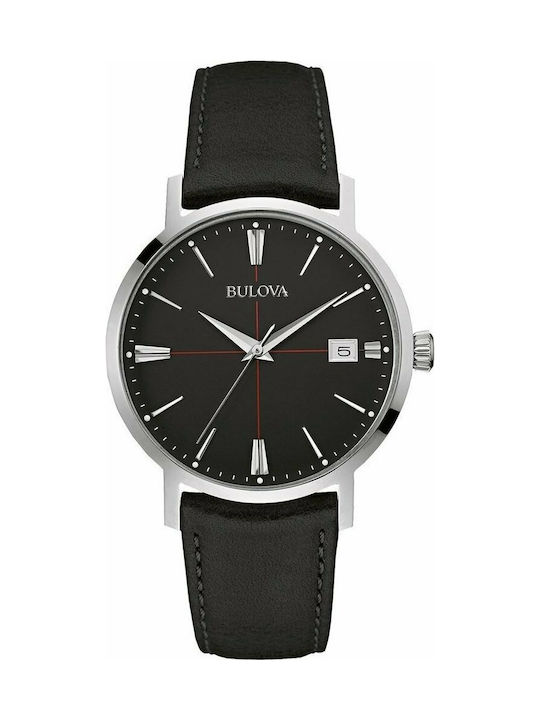 Bulova Classic Ανδρικό Ρολόι 39mm Μπαταρίας με Μαύρο Δερμάτινο Λουράκι