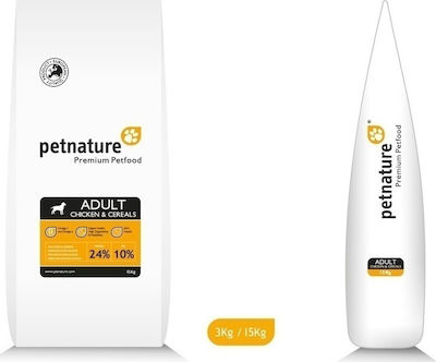 Petnature Chicken & Cereals 15kg Hrană Uscată pentru Câini Adulți cu Pui și Carne