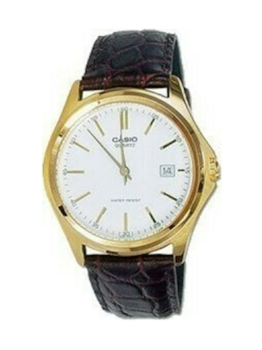 Casio Watch Battery with Burgundy Leather Strap