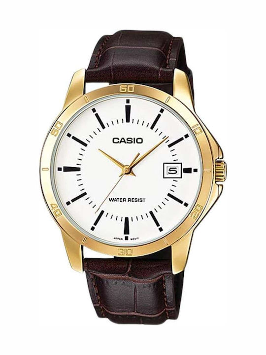 Casio Мъжки часовник 47 мм на батерия с кафява ...