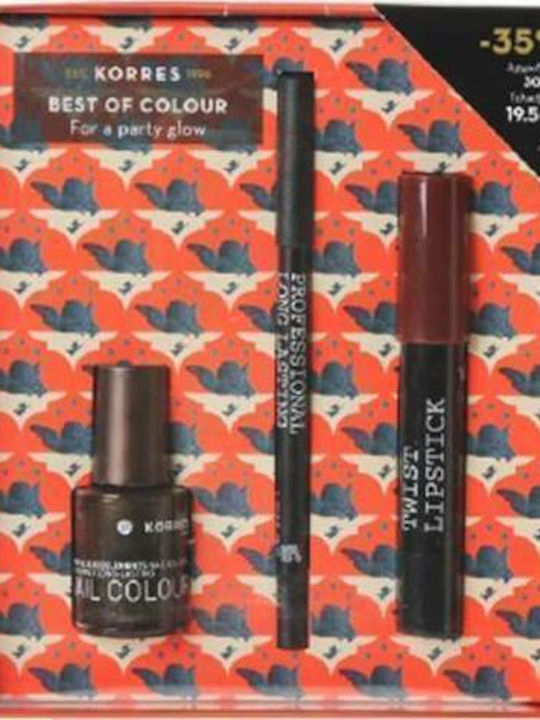 Korres Best Of Colour Сет за грим за Очи и Устни For A Party Glow 3бр Korres Best Of Colour Сет за грим за Очи и Устни For A Party Glow 3бр