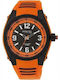Q&Q Herrenuhr 52mm Batterie mit Orange Kautschukarmband
