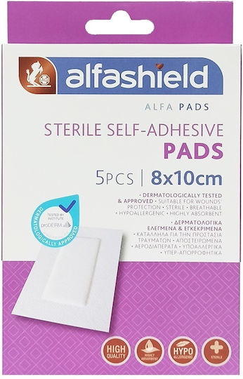 Alfashield Sterilisiert Selbstklebende Bandagen Alfa Pads Classic 8x10cm 5Stück
