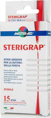 Master Aid Sterilizate Plasturi Autoadezivi Sterigrap 75x3mm 15buc