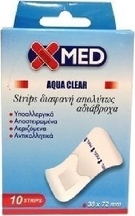 X-Med Aqua Clear Αυτοκόλλητα Επιθέματα 72x25mm 10τμχ