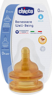 Chicco Well Being Baby Bottle Teat of Rubber Normal Flow for 0+ months 2τμχ