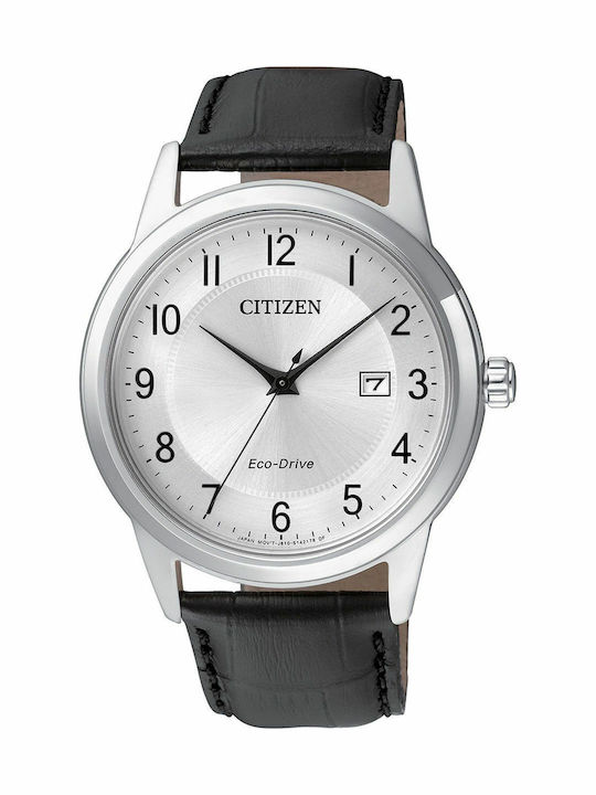 Citizen Мъжки Часовник 40мм Eco - Drive с Черна Кожена Каишка