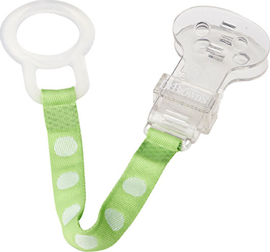 Dr. Brown's Ribbon Pacifier made of Fabric Polka dots Green