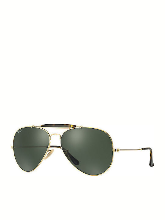 Ray Ban Outdoorsman Мъжки Слънчеви Очила с Златна Метална Рамка и Зелени Стъкла RB3029 181