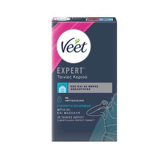Veet Easy Gel Wax Strips for Bikini for Sensitive Skin Stockings & Bikinis 16pcs