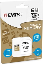 Emtec Gold+ microSDXC 64GB Class 10 U1 UHS-I with Adapter