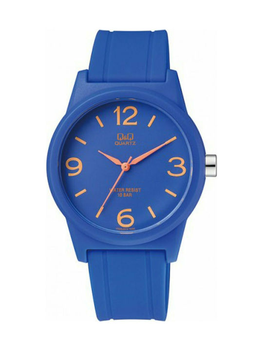 Q&Q Watch with Blue Rubber Strap