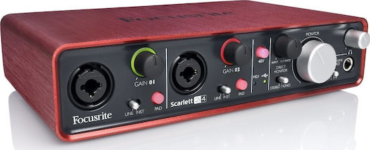 Focusrite Scarlett 2i4 Scarlett 2i4 External Professional Sound Card Connectivity USB to PC