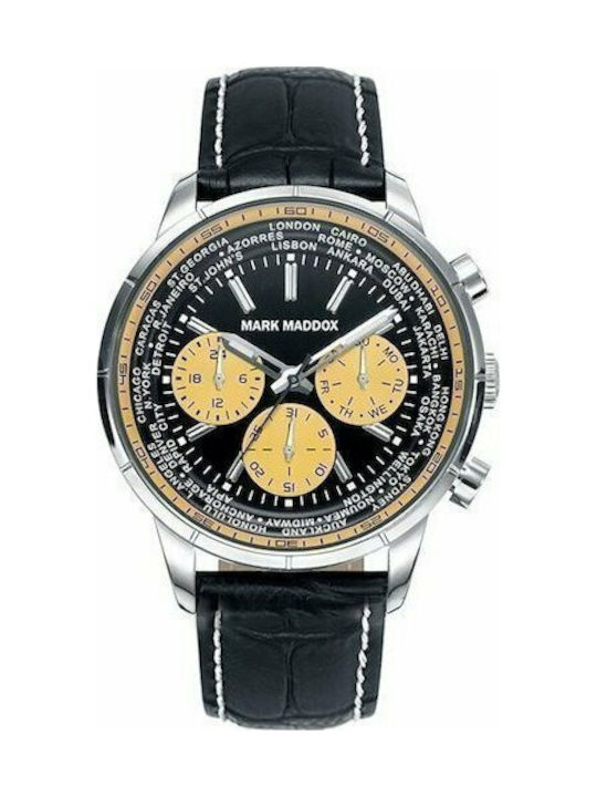 Mark Maddox Casual Watch Chronograph Battery with Black Leather Strap