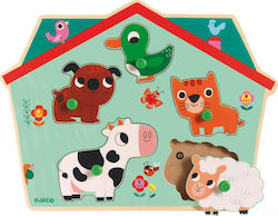 Wooden Kids Peg Puzzle Ζωάκια for 1+ Years 5pcs Djeco