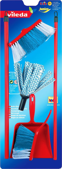 Klein Vileda Cloth Mop With Brush And Pan Set For Ages 3+ 4 Pieces