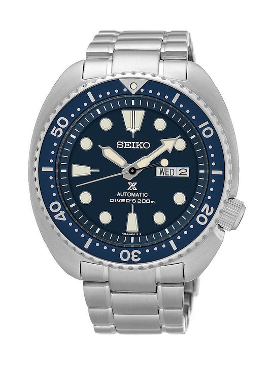 Seiko Prospex Turtle Men's Watch 45mm Automatic with Silver Metal Bracelet
