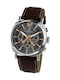 Jacques Lemans Lugano Watch Chronograph Battery with Brown Leather Strap