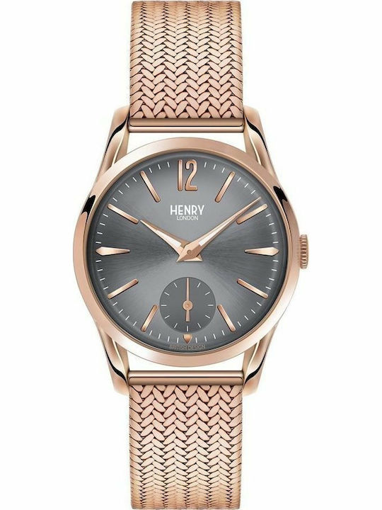 Henry London Finchley Γυναικείο Ρολόι 30mm Χρονογράφος Μπαταρίας με Ροζ Χρυσό Μεταλλικό Μπρασελέ