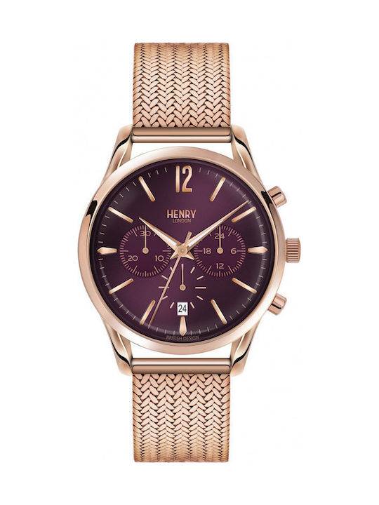 Henry London Hampstead Watch with Pink Gold Metal Bracelet