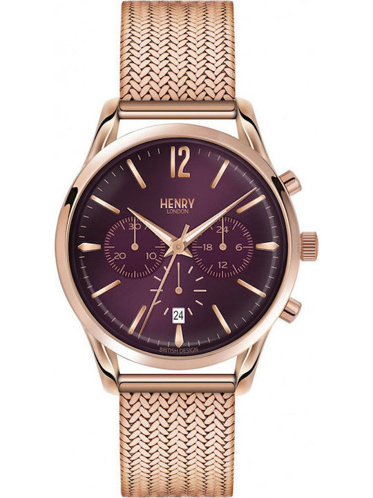 Henry London Hampstead Γυναικείο Ρολόι 39mm Χρονογράφος Μπαταρίας με Ροζ Χρυσό Μεταλλικό Μπρασελέ