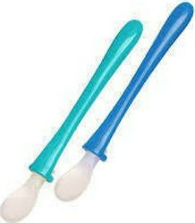 Mam Baby Spoon Set Silicone for 6+ Months Blue/Green 2 Pieces