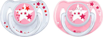 Philips Orthodontic Pacifiers Silicone Night Time Pacifiers 6-18m Stars Pink / Transparent Night with Case for 6+ months 2pcs