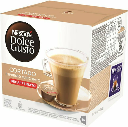 Nescafe Κάψουλες Espresso Cortado Espresso Decaffeine Συμβατές με Μηχανή Dolce Gusto 16caps