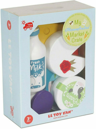 Le Toy Van Basket with Eggs & Dairy Products Made of Wood for Ages 3+ 5pcs