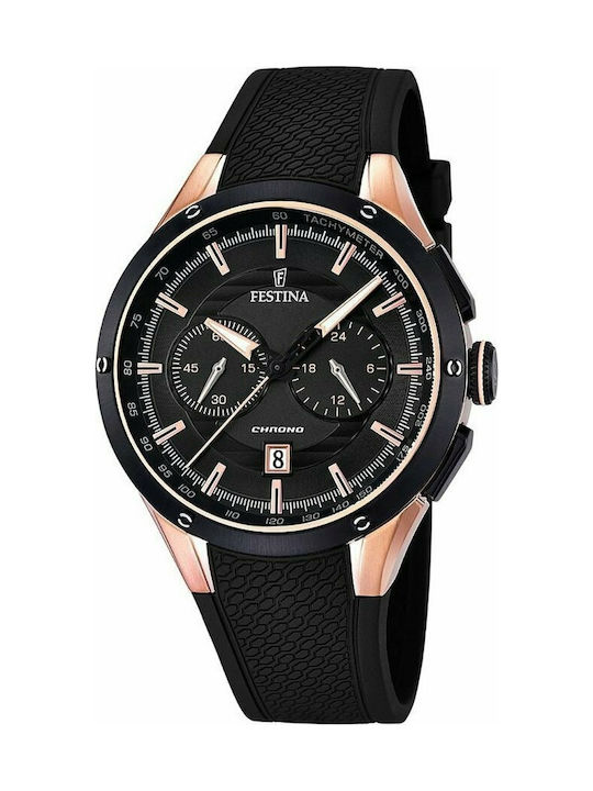 Festina Watch Chronograph Battery with Black Rubber Strap F16831/2