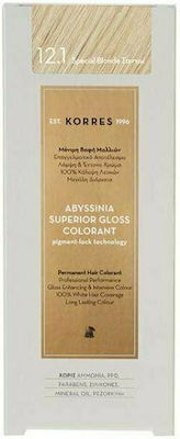 Korres Abyssinia Superior Gloss Colorant Vopsea de Păr Blond fără amoniac 12.1 Nuanță specială de blond 50ml