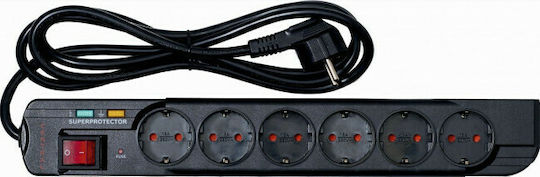 Central Power Strip with Surge Protection 6 Positions with Switch and Cable 2m
