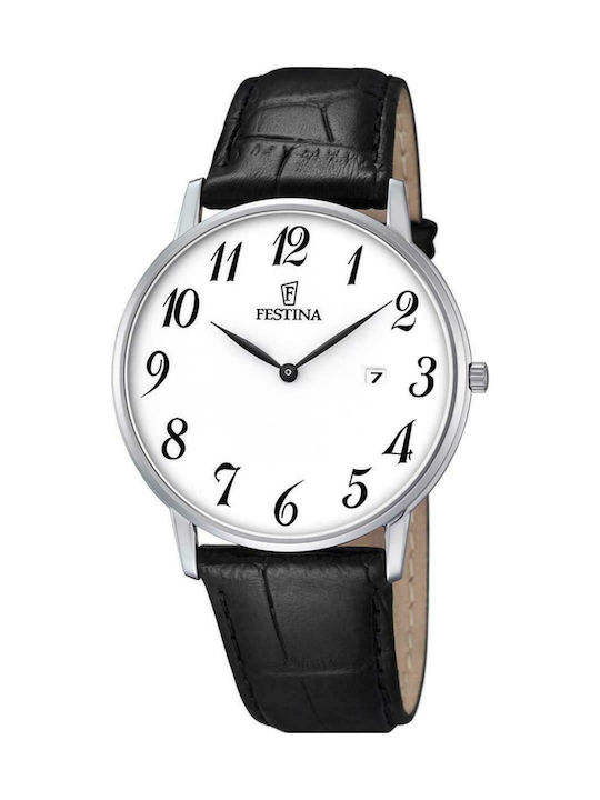 Festina Classic Watch Battery with Black Leather Strap