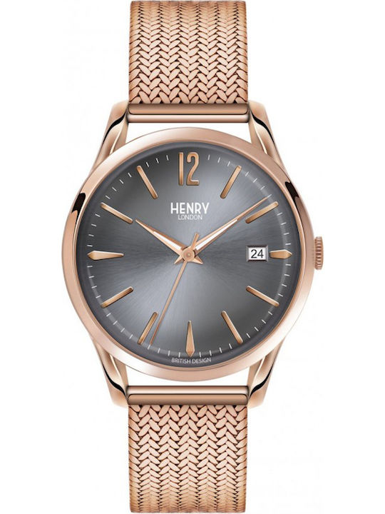Henry London Finchley Γυναικείο Ρολόι 39mm Μπαταρίας με Ροζ Χρυσό Μεταλλικό Μπρασελέ