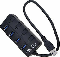Powertech USB 3.0 Hub 4 Θυρών με σύνδεση USB-A