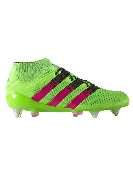 Adidas Ace 16.1 Primeknit Soft Ground Boots Ψηλά Ποδοσφαιρικά Παπούτσια με Τάπες Πράσινα