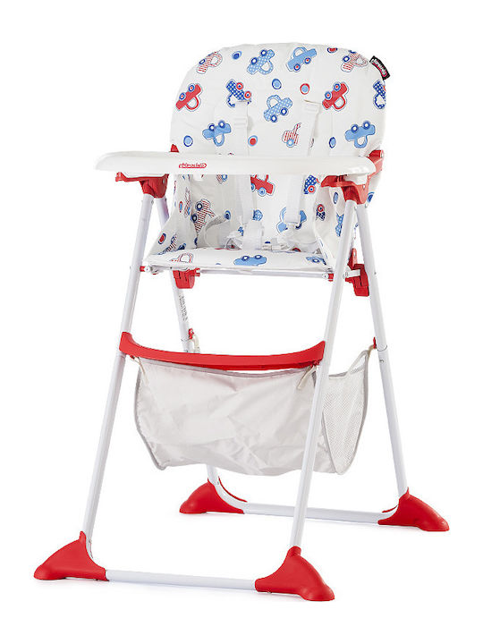 Chipolino Dolly Cars Foldable Highchair with Metal Frame & Fabric Seat White