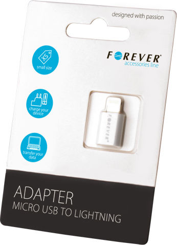 Forever Adapter micro USB to Lightning Μετατροπέας Lightning male σε micro USB female Λευκό 1τμχ