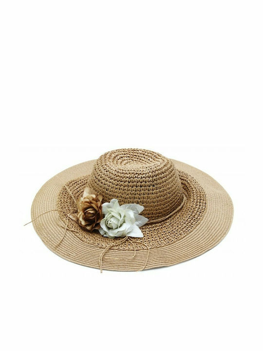 Straw Hat Brown Flower 612 OEM