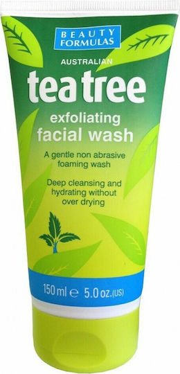 Beauty Formulas Tea Tree Exfoliating Facial Wash Gel Face Exfoliation 150ml