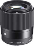 Sigma Crop Camera Lens 30mm f/1.4 DC DN Contemporary Steady for Sony E Mount Black