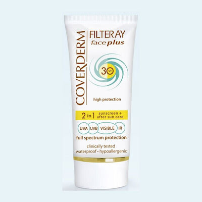 Coverderm Filteray Plus 2 in 1 Sunscreen & After Sun Ca Waterproof Sunscreen Cream Face SPF30 50ml